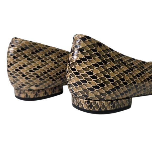 Nine West Women Brown Leather Snakeskin Pointed Toe Slip-On Flats SZ 6.5 Career - Picture 6 of 11